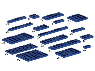 LEGO Produktset 10011-1 -  10011 Sortiment blaue Platten (lang, quadratisch: