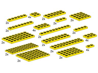 LEGO Produktset 10012-1 -  10012 Sortiment gelbe Platten (lang, quadratisch: