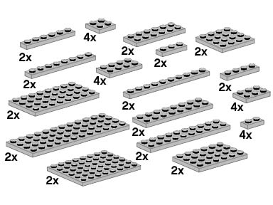 LEGO Produktset 10148-1 - Assorted Light Grey Plates