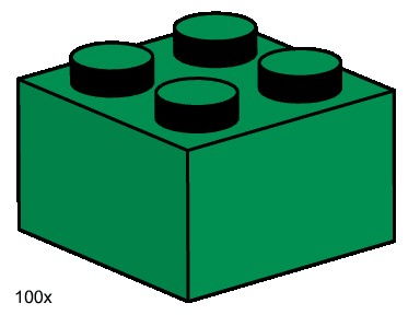 LEGO Produktset 3456-1 - 2x2 Dark Green Bricks