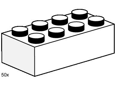 LEGO Produktset 3460-1 -  Service 3460 - Steine, weiß, 2x4 Noppen, 50 Stück