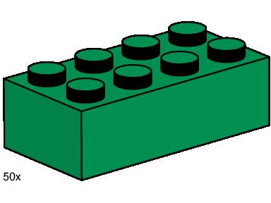LEGO Produktset 3461-1 -  Service 3461 - Steine, grün, 2x4 Noppen, 50 Stück