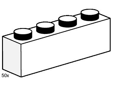 LEGO Produktset 3470-1 -  Service 3470 - Steine, weiß, 1x4 Noppen, 50 Stück