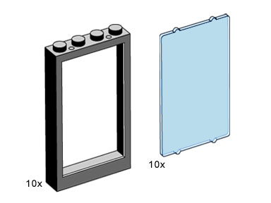 LEGO Produktset 3508-1 - 1x4x5 Black Window with Transparent Light Blue Pane