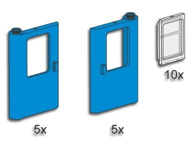 LEGO Produktset 3736-1 - Blue Train Doors with Panes