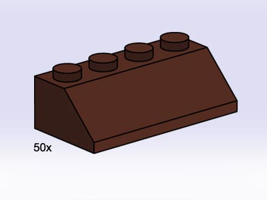 LEGO Produktset 3755-1 - 2x4 Roof Tiles Steep Sloped Brown