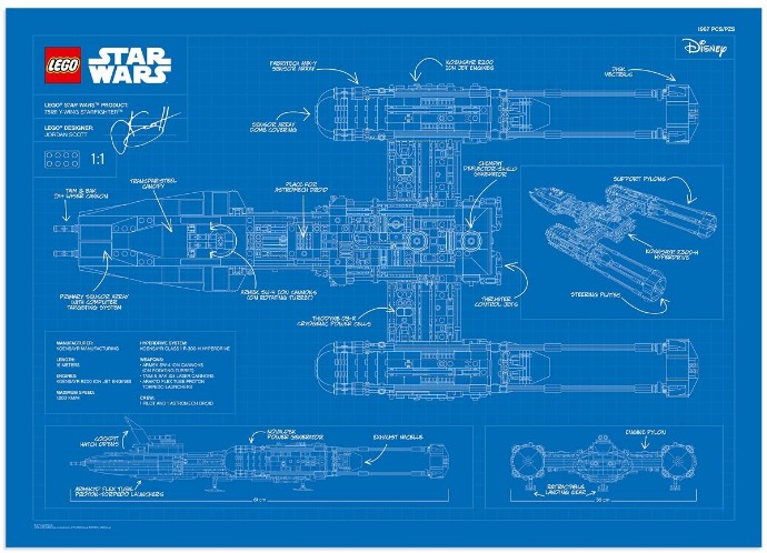 LEGO Produktset 5005624-1 - Y-Wing blueprint poster