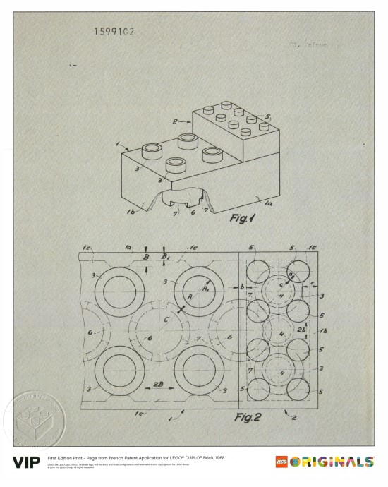 LEGO Produktset 5005998-1 - First Edition Page from French Patent Application for LEGO DUPLO Brick, 1968