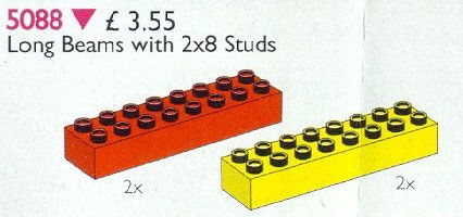 LEGO Produktset 5088-1 - Duplo Long Beams 2 x 8 Red and Yellow